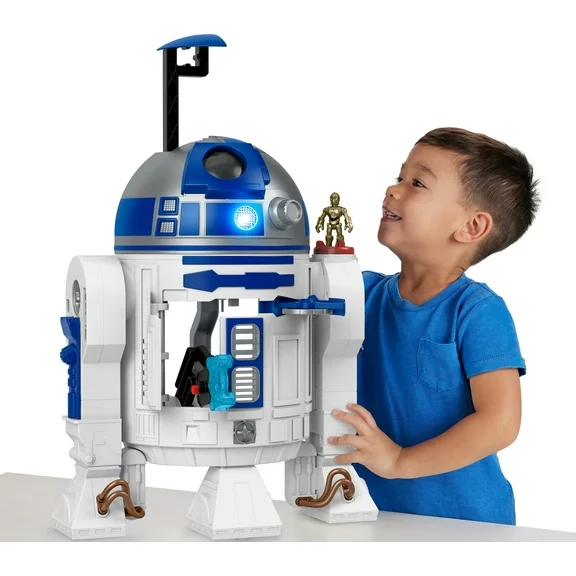 Imaginext STAR WARS R2-D2 Toy with Lights Sounds & C-3PO Diecast Character Key for Kids