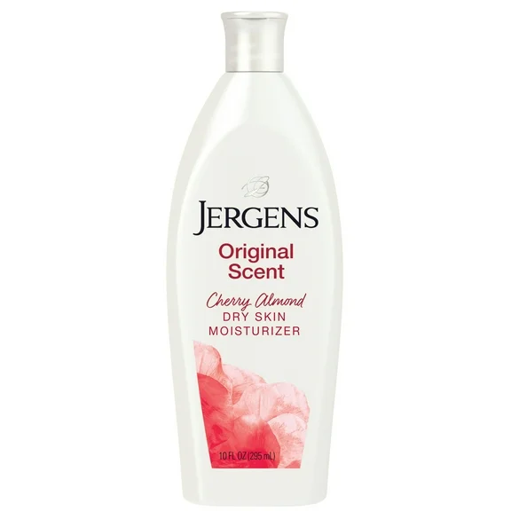 Jergens Original Scent With Cherry Almond Essence Dry Skin Lotion, Body Moisturizer, 10 Oz