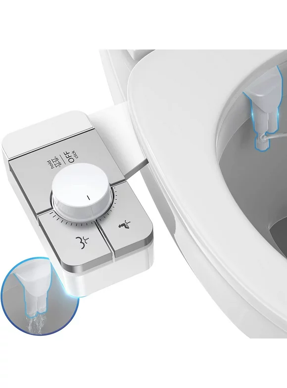 Veken Ultra-Slim Bidet Attachment for Toilet with Dual Nozzle,Self Cleaning Fresh Water Sprayer Bidets Toilet Seat for Feminine and Posterior Wash