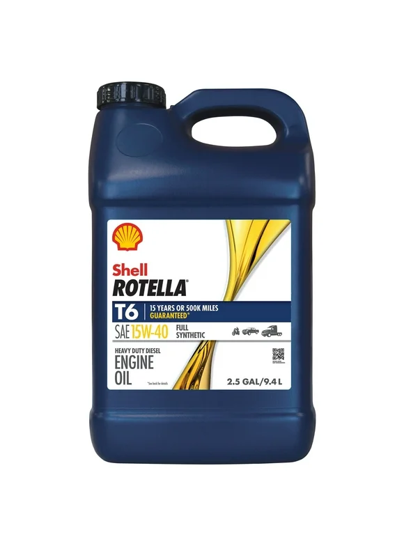 Shell Rotella T6 Full Synthetic 15W-40 Diesel Engine Motor Oil, 2.5 Gallon