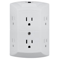 GE 6-Outlet Wall Adapter, Reset Button, Wide Spaced Outlets, 56575