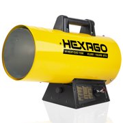 HEXAGO 150,000 BTU Adjustable Portable Liquid Propane Gas Forced Air Heater, Height Adjustable, CSA Listed, Yellow, Heating up to 3,750 sqft