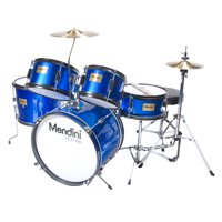 Mendini by Cecilio 16" 5-Piece Complete Kids / Junior Drum Set with Adjustable Throne, Cymbal, Pedal & Drumsticks, Metallic Blue, MJDS-5-BL