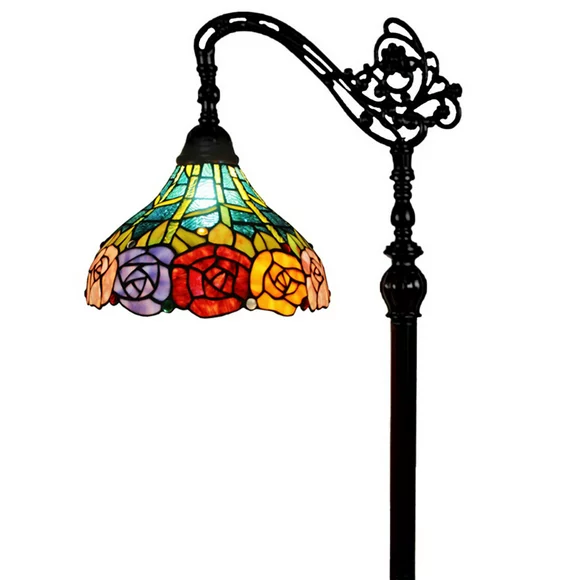 Tiffany Style Roses Reading Floor Lamp - 62" Tall