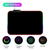 LNKOO RGB Gaming Mouse Pad -12 Modes Glowing Led Mousepad, Anti-Slip Rubber Base and Waterproof Surface,Soft Led Computer Keyboard Mouse Mat