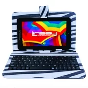 LINSAY 7" 1280x800 IPS Touchscreen Tablet PC Featuring Android 4.4 (KitKat) Operating System Bundle with Zebra Style Keyboard