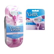 Gillette Venus Close & Clear Original Razor with 2 Refill Blades + Venus Breeze Refill Blade Cartridges, 4 Count + Yes to Coconuts Moisturizing Single Use Mask