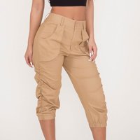 MIARHB Women's Casual Cropped Rrousers Harem Pants Beam Foot Pants Pocket Loose Shorts