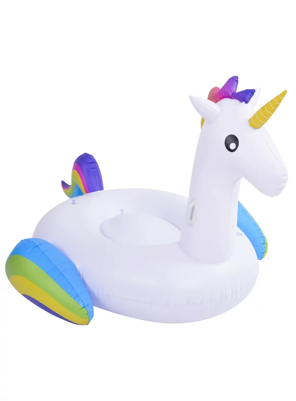 Pool Central 85.5" Inflatable 1-Person Jumbo Magical Unicorn Pool Float - White