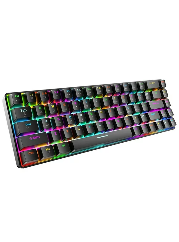 Bowake 60% RGB Mechanical Gaming Keyboard Type C Wired 68-key 18 RGB Backlit USB Waterproof Keyboard