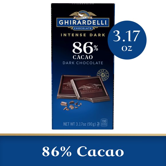 GHIRARDELLI Intense Dark Chocolate Bar, 86% Cacao, 3.17 Oz Bar