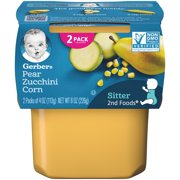 (Pack of 8) Gerber 2nd Foods Baby Food, Pear Zucchini Corn, 2-4 oz Tubs