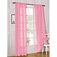 Decotex 2 Piece Sheer Voile Light Filtering Rod Pocket Window Curtain Panel Drape Set Available in a Variety of Sizes and Colors (54" X 45", Light Pink)