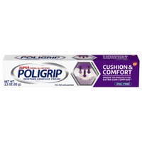Poligrip Cushion & Comfort, Denture and Partials Adhesive Cream, 2.2 ounces