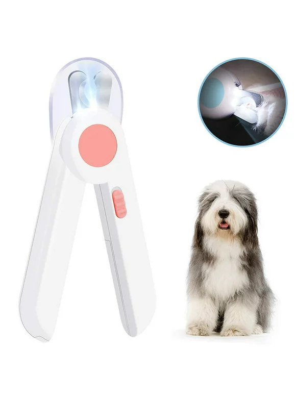Dog Cat Nail Clippers and Trimmer, Pet Nail Clippers with LED Light To Avoid Over-Cutting Nails, Free Nail File and Razor Sharp Blade, Professional Grooming Tools Pink