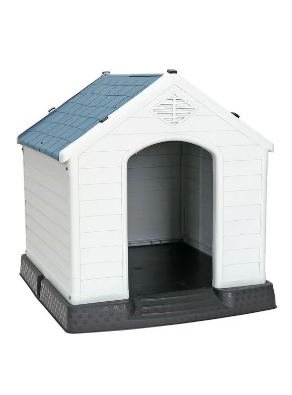 ZENSTYLE Large Dog House Insulated Waterproof Pet Kennel Shelter Indoor Outdoor, Blue