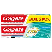 Colgate Total Toothpaste for Fresh Breath with Fluoride, Multi Benefit Toothpaste, Fresh Mint Stripe Gel, 4.8 Oz, 2 Ct