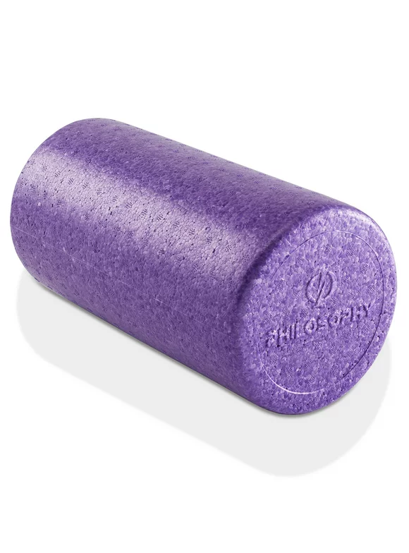 Philosophy Gym 12" High-Density Foam Roller for Exercise, Massage, Muscle Recovery - Round, Purple