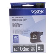 Brother Genuine High Yield Black Ink Cartridge, LC103BKW, Replacement Black Ink, Page Yield Up To 600 Pages, LC103