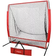 ZENSTYLE Portable 5'x5' Baseball Softball Practice Sports Net Hitting Pitching Batting Training Net w/Carry Bag & Metal Frame,Rubber Feet,Great for Indoor Outdoor Practice (5'X5' net)