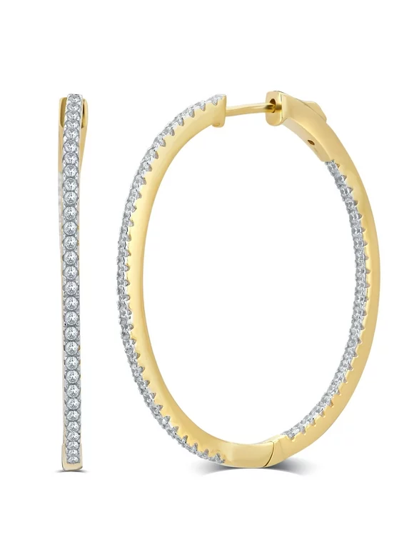 0.50 Cttw Cz Hoop Earrings in Brass, Gold over Brass - BE36966W45