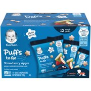 Gerber Puffs to Go Puffed Grain Snack, Strawberry Apple, 0.5 oz. Pouch (12 Count)