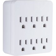 GE 6-Outlet Wall Tap with Surge Protection,1020J, White, 36727