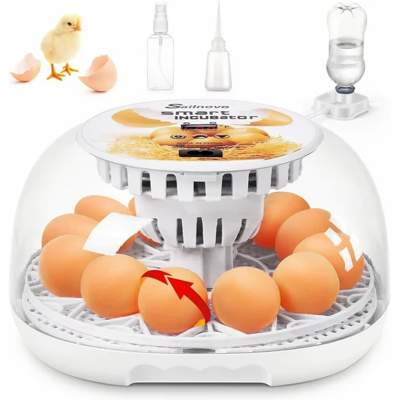 12-24 Egg Incubator with Automatic Egg Turning and Control Temperature, LED Display Incubator for Chicken Eggs with Auto-Adding Water, Sprinkler, Gift