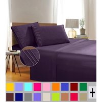 Elegant Comfort 1500 Thread Count Wrinkle & Fade Resistant Egyptian Quality 3-Piece Bed Sheet Set Includes Flat Sheet, Fitted Sheet and 1 Pillowcase Twin/Twin XL Purple