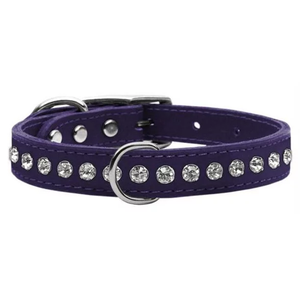 Mirage Pet Products 83-04 12Pr One Row Jewelled Leather Purple 12