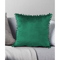 Pompom Dec Pillow Emerald Green 18X18