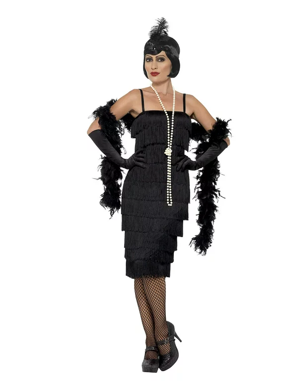 Smiffy's Women's Flapper Costume Long Dress Headband and Gloves 20's Razzle Dazzle (Medium)