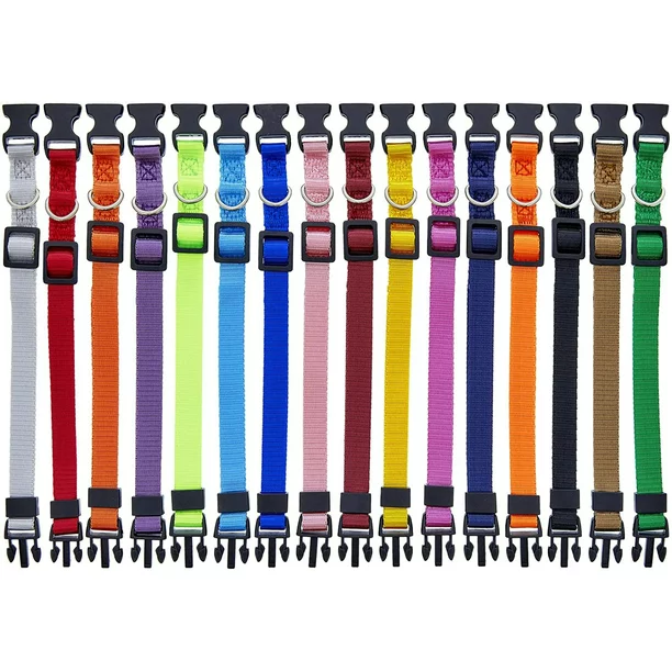 16 Pack Puppy Snap ID Collars for Small Dogs and Puppies, Adjustable, Rainbow Colors (6.5 - 10in)