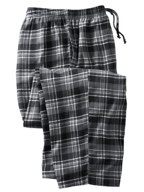 KingSize Men's Big & Tall Flannel Plaid Pajama Pants - Big - 5XL, Black Plaid Gray Pajama Bottoms