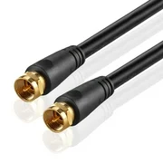 coaxial cable (1.5 feet) with f connectors f-type pin plug socket male twist-on adapter jack with shielded rg59 rg-59/u coax patch cable wire cord black