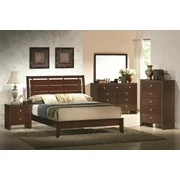 Modern Design Queen Size Bed 4pc Set Bedroom Furniture 2-Toned Drawer Solid Wood