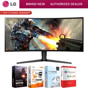 LG 34GK950F-B 34-inch UltraWide QHD Curved LED FreeSync Gaming Monitor (2018) Bundle with Tech Smart USA Elite Suite 18 Standard Editing Software Bundle and 1 Year Extended Warranty