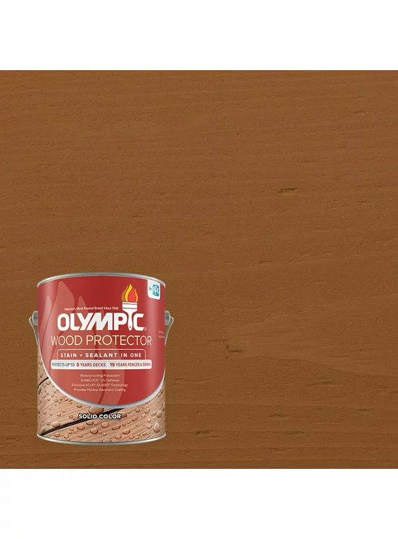 Olympic Wood Protector Exterior Solid Color Stain, Cedar, 1 Gallon