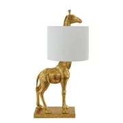 Gold Giraffe Lamp with Linen Shade