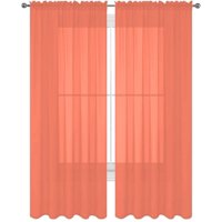 Decotex 2 Piece Solid Elegant Sheer Curtains Fully Stitched Panels Window Treatment Drape (54" X 84", Salmon)