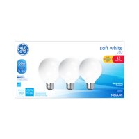 GE LED 5.5W (60W Equivalent) Soft White, G25 Globe Light Bulbs, White Finish,Dimmable, 3pk