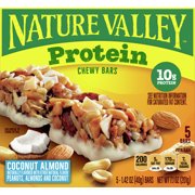 Nature Valley Protein Chewy Granola Bars, Coconut Almond, Gluten Free, 5 Bars