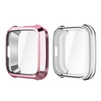 [2 Pack] Fintie Watch Frame for Fitbit Versa Lite - Soft TPU Plated Screen Protector Case Cover Bumper Shell