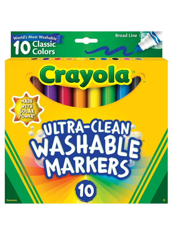Crayola Ultra-Clean Washable Broad Line Markers, School & Art Supplies, 10 Ct