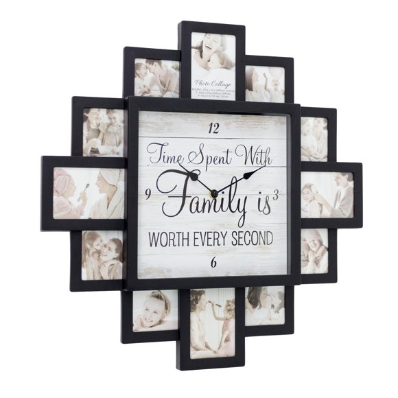 Black "Worth Every Second" Picture Frame Collage Wall Clock