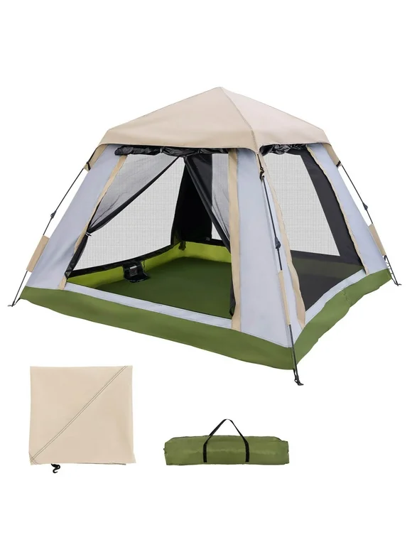 Gymax Instant Pop-up Tent 2-4 Person Camping Tent w/ Removable Rainfly & Carrying Bag
