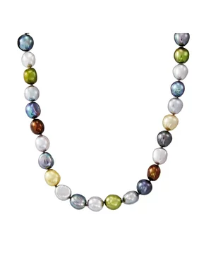 Women's Honora 8-9 mm Dark Multicolor Baroque Freshwater Cultured Rice Pearl Strand Necklace in Sterling Silver