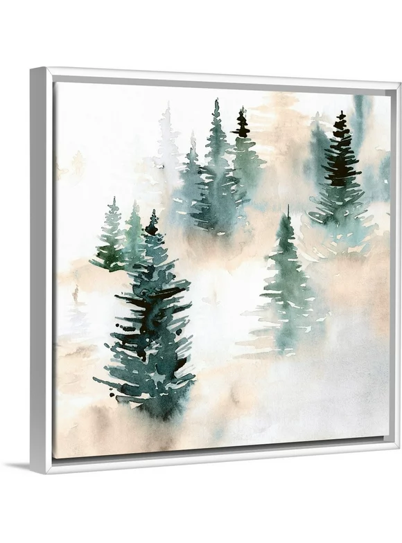My Texas House - Foggy Evergreens Framed Canvas Wall Art - 16x16
