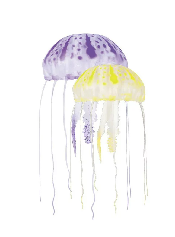AQUATOP JF-02PY Purple and Yellow Floating Jellyfish Decor 2pk