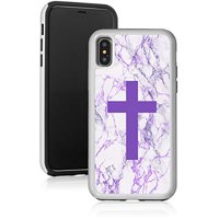 Marble Shockproof Impact Hard Soft Case Cover for Apple iPhone Cross Christian (Purple, for Apple iPhone XR)